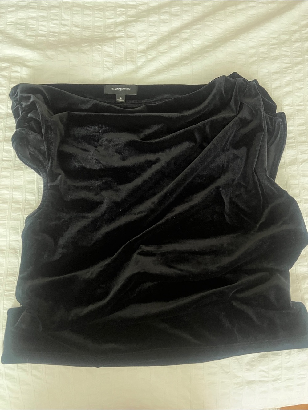 Banana Republic Women’s One Shoulder Black Velvet Draped Top